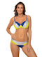 Marko Padded Bikini Set Bra & Slip Bottom with Adjustable Straps Blue