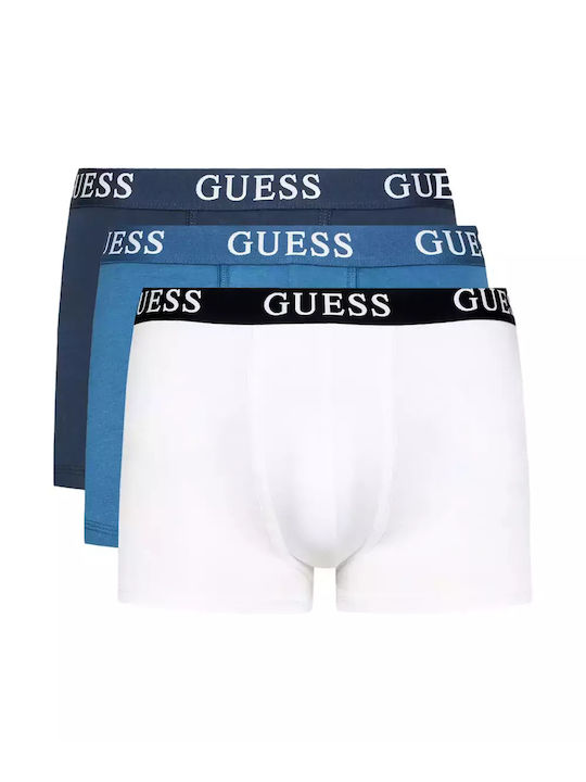 Guess Boxeri pentru bărbați Blue/blue/white cu modele 3Pachet