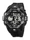 Skmei Digital Men's Watch 50mm Chronograph Battery with Rubber Strap Black/Silver