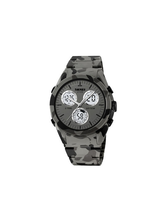 Skmei Analog/Digital Watch Chronograph Battery with Gray Rubber Strap