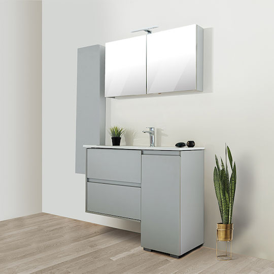 Kolossos Countertop with Sink, Mirror & Column with Light L99xW44.5xH60cm Esusa