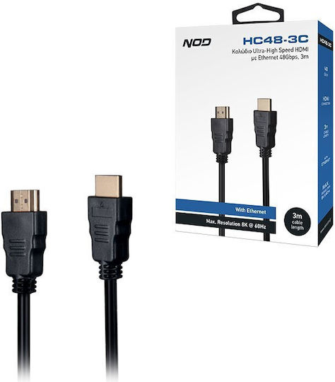 NOD Cable HDMI male - HDMI male 3m Μαύρο