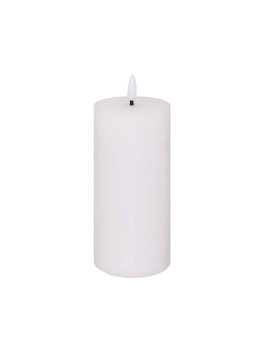 Spitishop Διακοσμητικό Φωτιστικό Κερί LED Μπαταρίας σε Λευκό Χρώμα