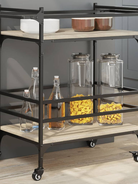 vidaXL Wooden Kitchen Trolley 3 Tiers Brown 82x...