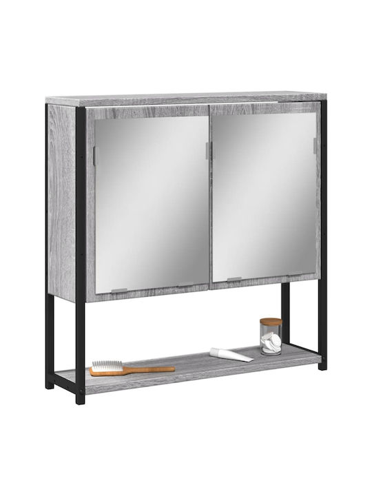 vidaXL Bathroom Mirror with Cabinet 60x16cm Gray