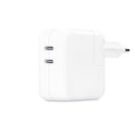 Apple Charger Without Cable with 2 USB-C Ports 35W Whites (MW2K3ZM/A)