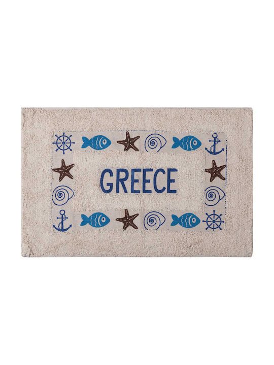 Silk Fashion Πατάκι Μπάνιου Βαμβακερό Ψάρι Greece 6978000005165 Μπλε 40x60εκ.