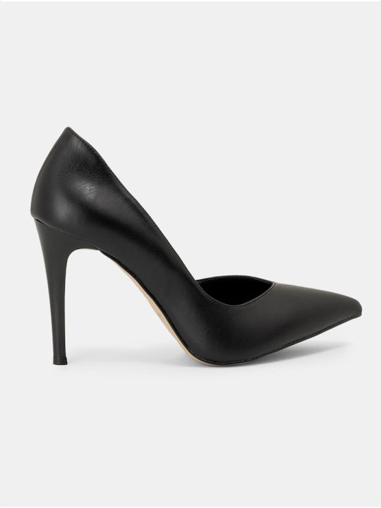 Bozikis Synthetic Leather Pointed Toe Stiletto Black High Heels Τακούνι