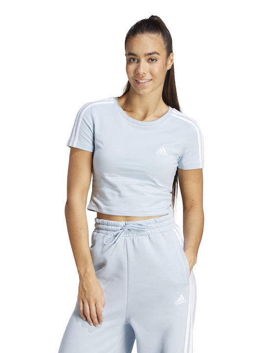 Adidas Women's Athletic Blouse Short Sleeve Baby Blue