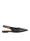 Hermine Leather Pointed Toe Heels with Strap Black