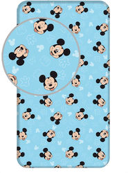 Borea Single Sheet Set with Elastic Band Mickey Light Blue 90x200cm Borea Single Sheet Set with Elastic Band Mickey Light Blue 90x200cm