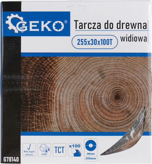 Geko Cutting Disc Wood Hole Diameter 255mm with 100 Teeth 1pcs