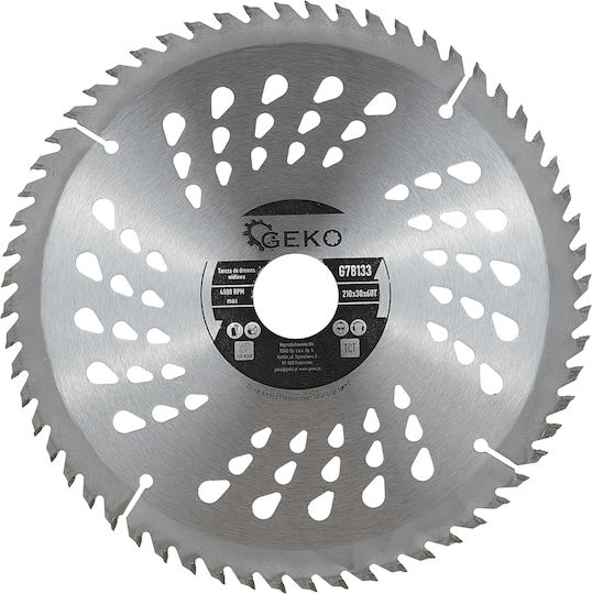 Geko Δίσκος Κοπής Ξύλου με 60 Δόντια 210mm