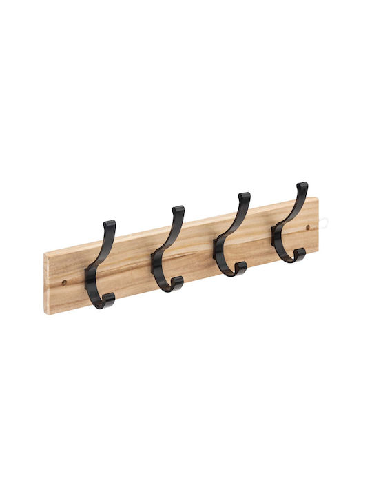 5Five Κρεμάστρα Τοίχου Ξύλινη 8 Θέσεων Μπεζ 42x13.5x8cm