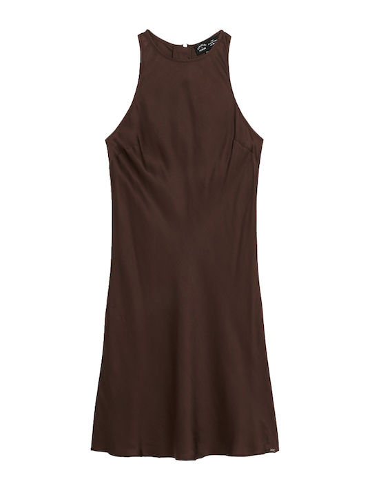 Superdry Mini Abendkleid Satin Braun