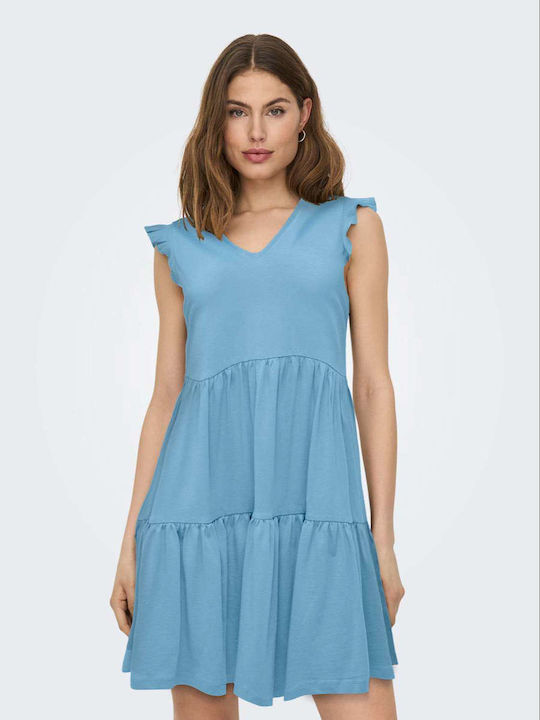 Only Dress with Ruffle Light Blue