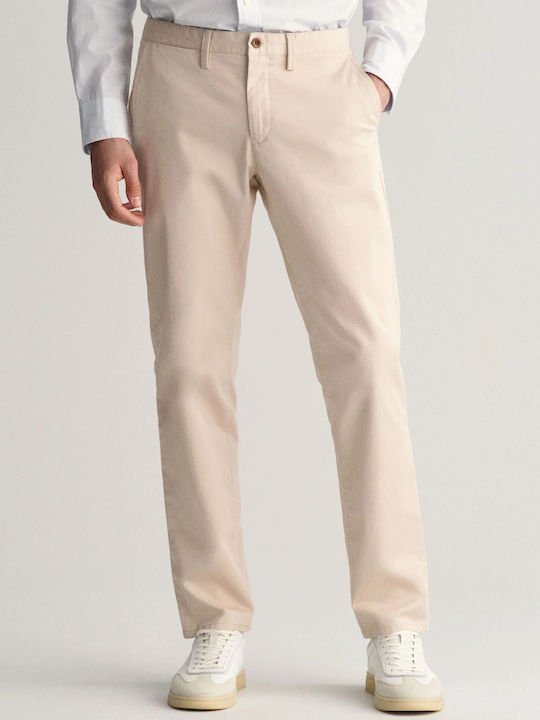 Gant Twill Ανδρικό Παντελόνι Chino Ελαστικό σε Slim Εφαρμογή Putty