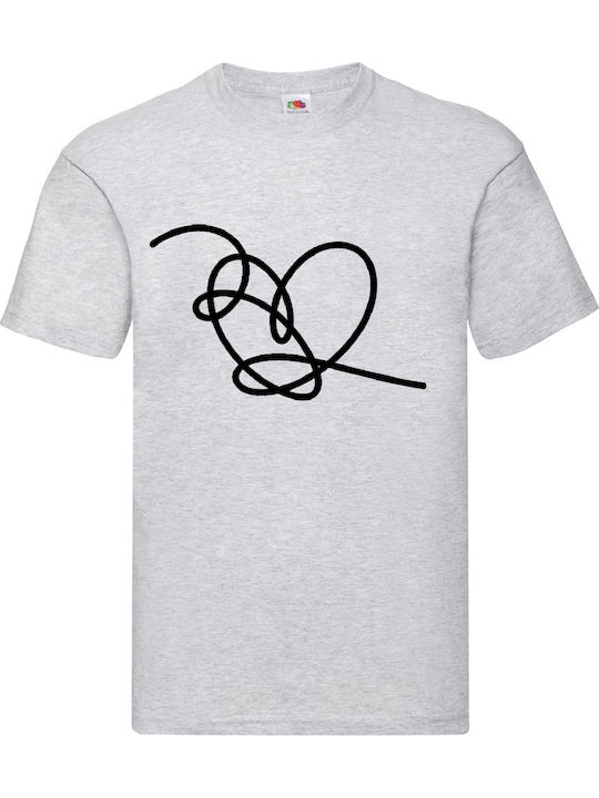 Fruit of the Loom Bts Black Heart T-shirt Γκρι Βαμβακερό
