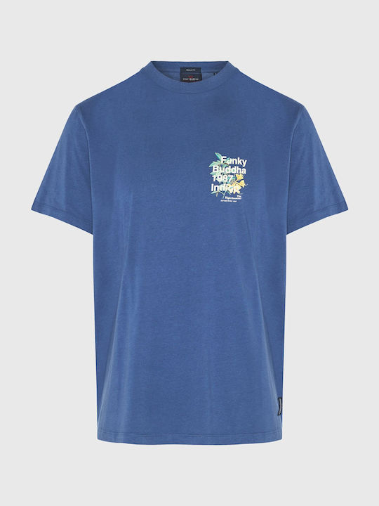 Funky Buddha Herren T-Shirt Kurzarm Blau