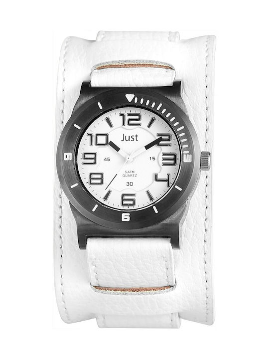 Just Watch Watch with White / White Leather Strap