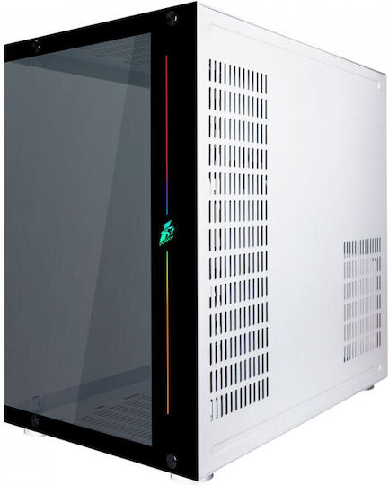1STPLAYER SP8 Gaming Midi Tower Computer Case with Side Window and RGB Lighting White