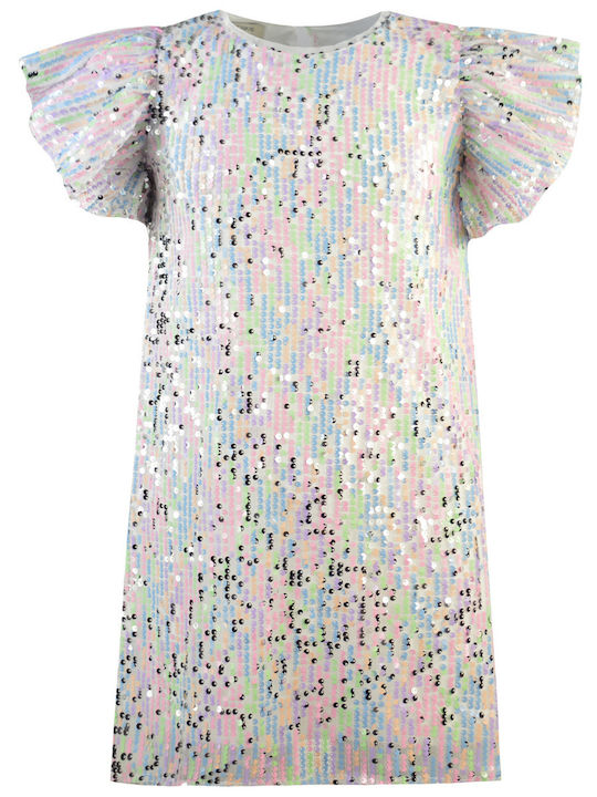 Energiers Kids Dress with Sequins Short Sleeve Embrime