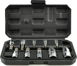 Geko Nüsse Mehrzahn mit Vierkant-Antrieb 1/4", 3/8", 1/2" Set 10Stück
