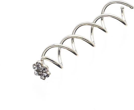 Silber mit Blume / Strass 1Stück