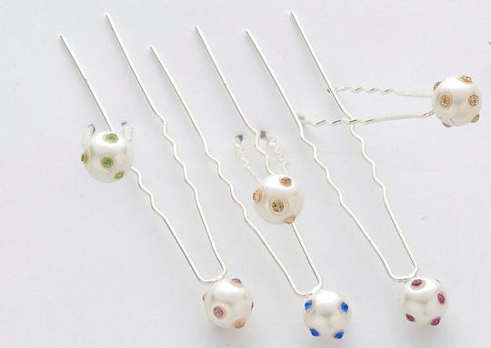 Yellow Pearl Rhinestone Hair Pin