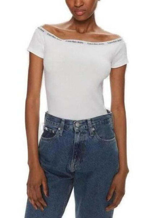 Calvin Klein Summer Women's Cotton Blouse Short Sleeve White