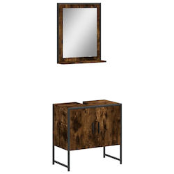 vidaXL Σετ Επίπλων Bench without sink with mirror L60xW33xH60cm Smoky Oak