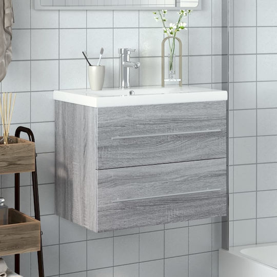 vidaXL Ντουλάπι Πάγκος με Νιπτήρα Μ60xΒ38.5xΥ48cm Γκρι
