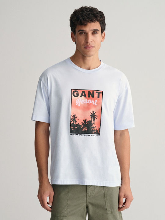 Gant Ανδρικό T-shirt Κοντομάνικο Γαλάζιο
