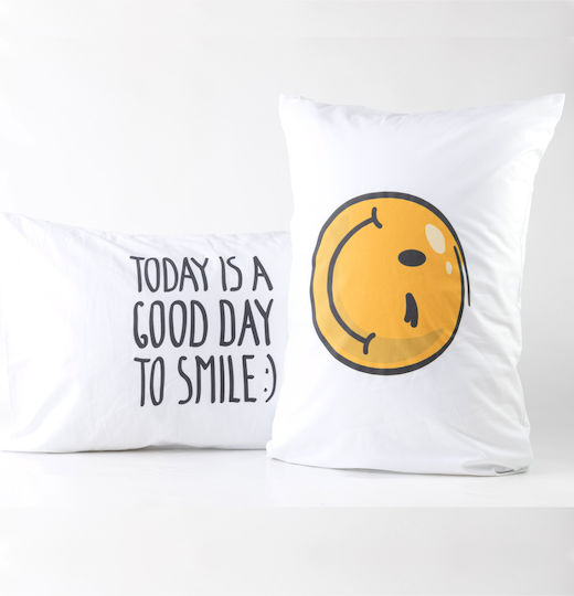 Borea Smile Σετ Μαξιλαροθήκες Λευκό 50x70εκ.