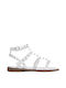 Keep Fred Women's Flat Sandals Gladiator in White Color