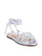 Keep Fred Synthetic Leather Lace-Up Women's Sandals Silver