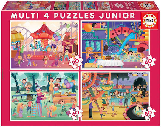 Kids Puzzle Multi 4 Junior Park Attractions + Children's Party 80pcs Educa