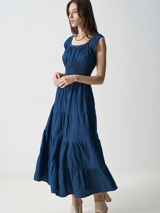 Anel Φόρεμα με Βολάν Μπλε