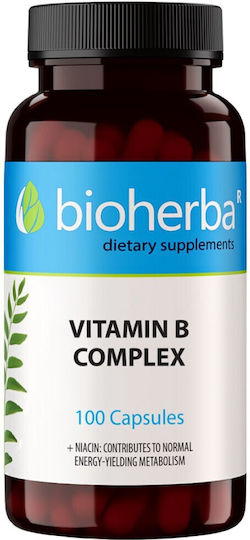 Bioherba Vitamin B Complex Витамин за Енергия, Косата & Кожата 100 капси