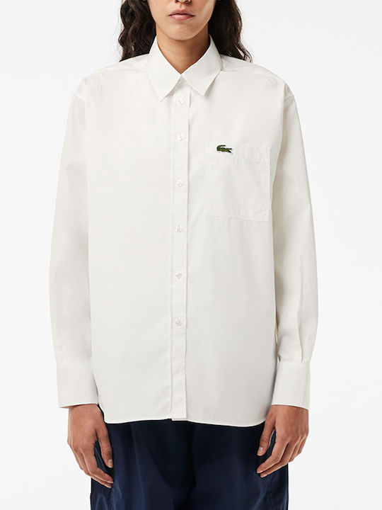 Lacoste Langärmelig Damen Hemd Weiß