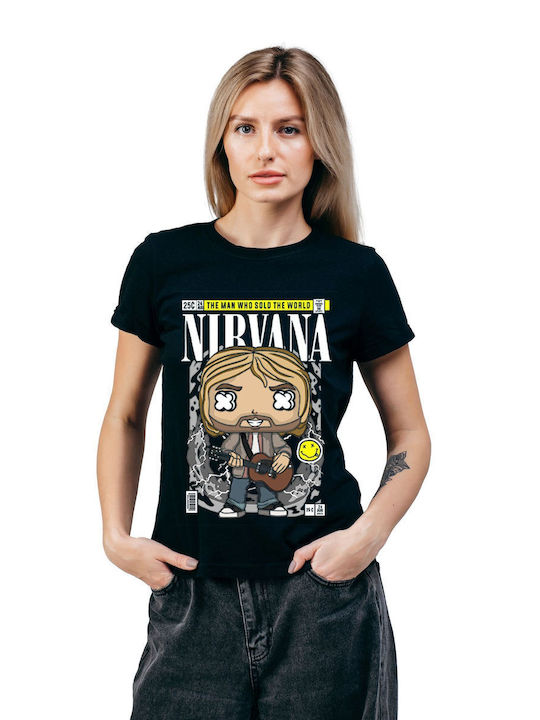 Pop Culture Θεματική Μπλούζα με Στάμπα Nirvana Μαύρη