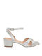 Morena Spain Women's Sandals Silver with Chunky Medium Heel