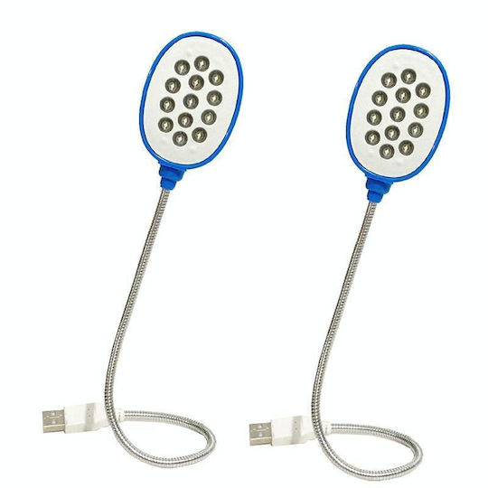 2pcs 13led Metal Hose Snake Usb Light Eye Protection Notebook Keyboard Light Blue