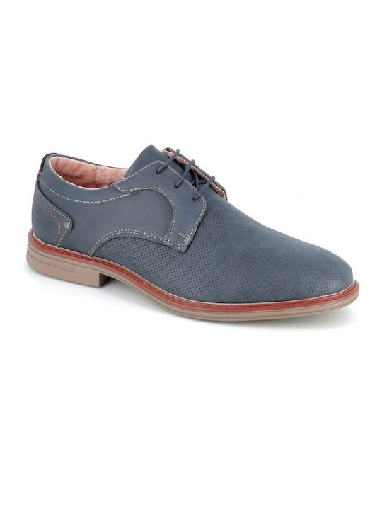 B-Soft Men's Leather Casual Shoes Blue