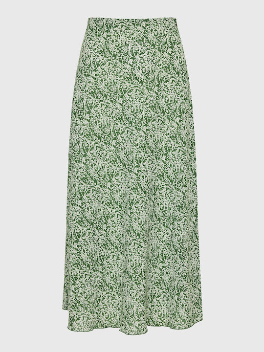 Funky Buddha High Waist Midi Skirt in Green color