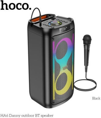 Hoco Karaoke-System mit einem Drahtlosen Mikrofon Outdoor in Schwarz Farbe