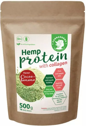 Cannadorra Hemp Protein with Collagen Gluten & Lactose Free with Flavor Cocoa Banana 500gr