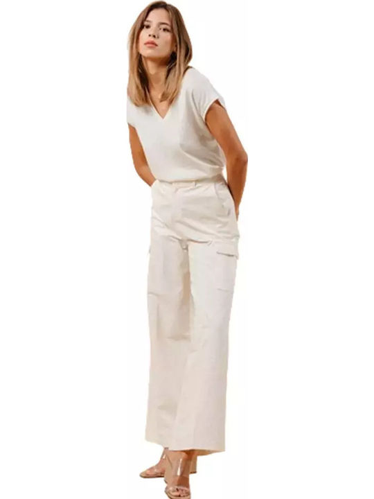 Damen Stoffhose Ecru
