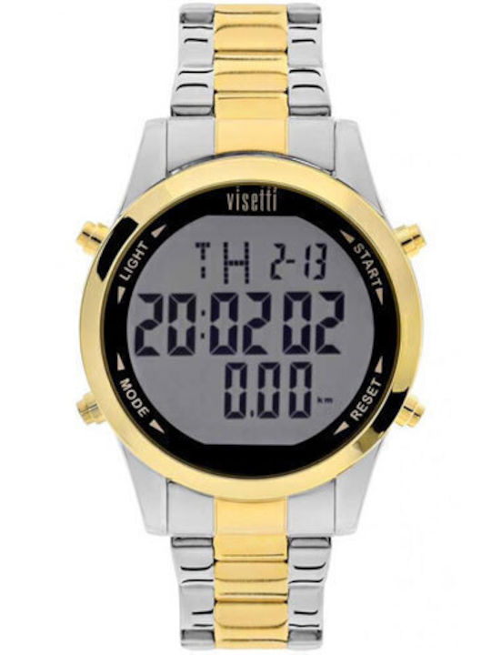 Visetti Ψηφιακό Ανδρικό Ρολόι 40mm Μπαταρίας με Ασημί Μεταλλικό Μπρασελέ