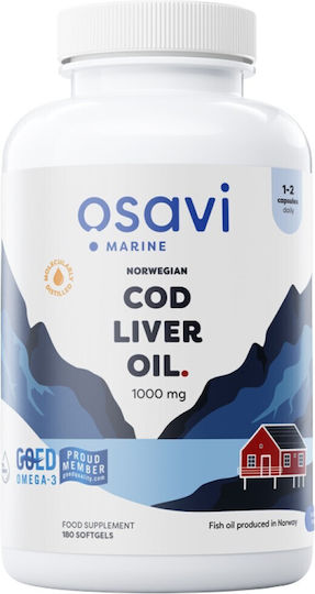 Osavi Cod Liver Oil Масло от черен дроб на треска 1000мг 180 софтджел